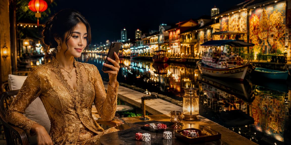 Permainan dadu kasino gaya Penang dengan pakaian kebaya pada platform 6750